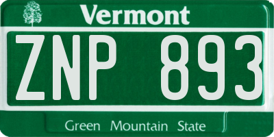 VT license plate ZNP893