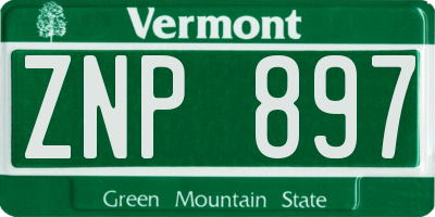 VT license plate ZNP897