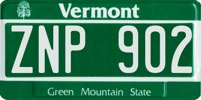 VT license plate ZNP902