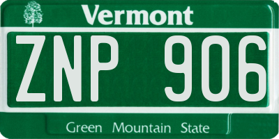VT license plate ZNP906