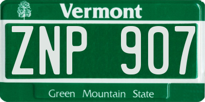 VT license plate ZNP907