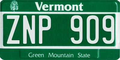 VT license plate ZNP909