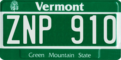 VT license plate ZNP910