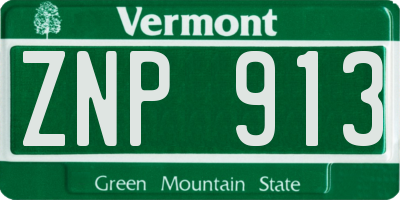 VT license plate ZNP913