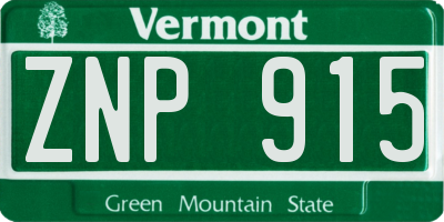 VT license plate ZNP915