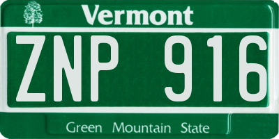 VT license plate ZNP916