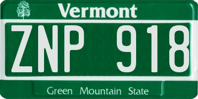VT license plate ZNP918