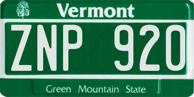 VT license plate ZNP920