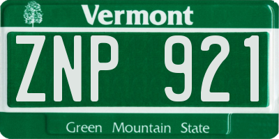 VT license plate ZNP921