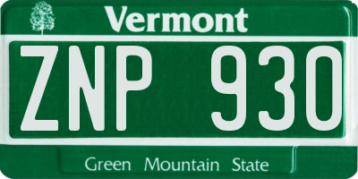 VT license plate ZNP930