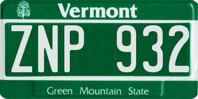 VT license plate ZNP932