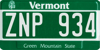 VT license plate ZNP934