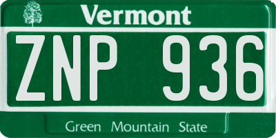 VT license plate ZNP936