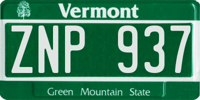 VT license plate ZNP937
