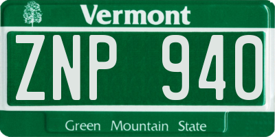 VT license plate ZNP940