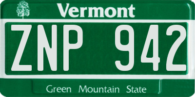 VT license plate ZNP942