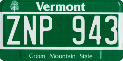 VT license plate ZNP943