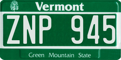 VT license plate ZNP945