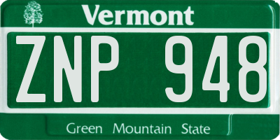 VT license plate ZNP948