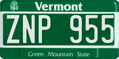 VT license plate ZNP955