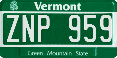 VT license plate ZNP959