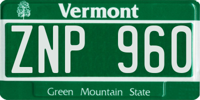 VT license plate ZNP960