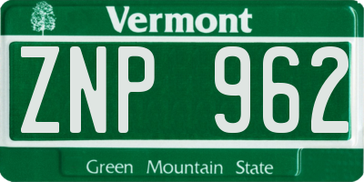 VT license plate ZNP962