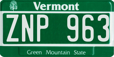 VT license plate ZNP963