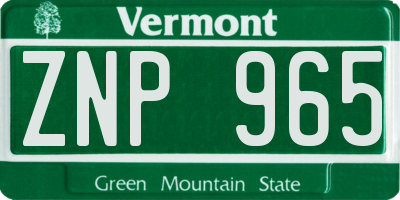 VT license plate ZNP965