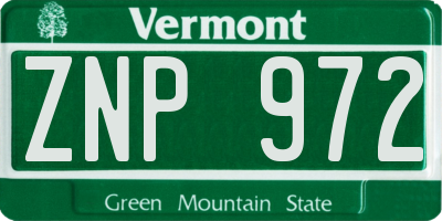 VT license plate ZNP972