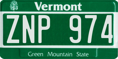 VT license plate ZNP974