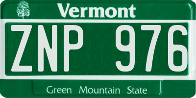 VT license plate ZNP976