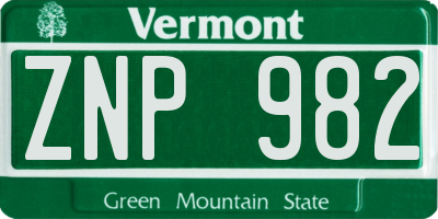 VT license plate ZNP982