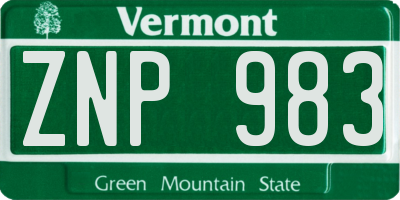 VT license plate ZNP983