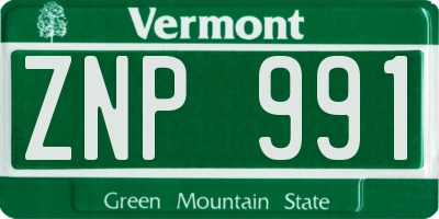 VT license plate ZNP991