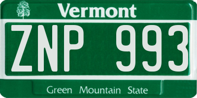 VT license plate ZNP993