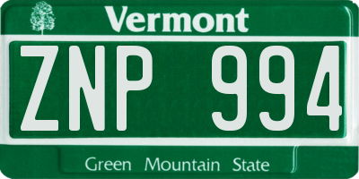 VT license plate ZNP994