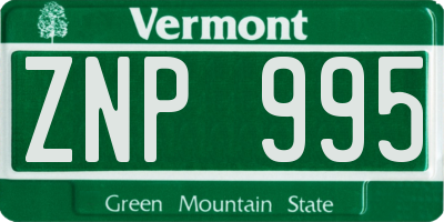 VT license plate ZNP995