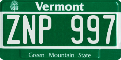 VT license plate ZNP997