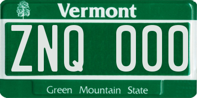 VT license plate ZNQ000