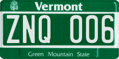 VT license plate ZNQ006