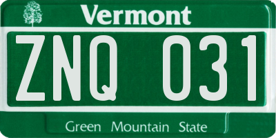 VT license plate ZNQ031