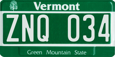 VT license plate ZNQ034