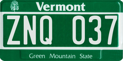 VT license plate ZNQ037