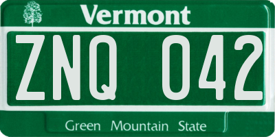 VT license plate ZNQ042