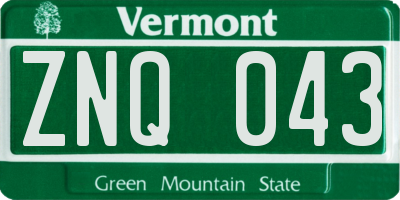VT license plate ZNQ043