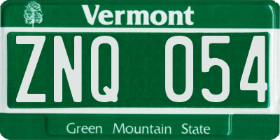 VT license plate ZNQ054