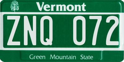 VT license plate ZNQ072