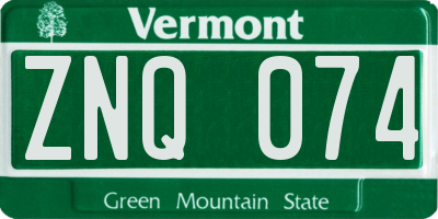 VT license plate ZNQ074