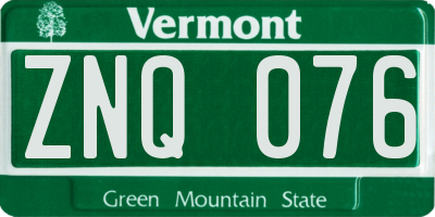 VT license plate ZNQ076